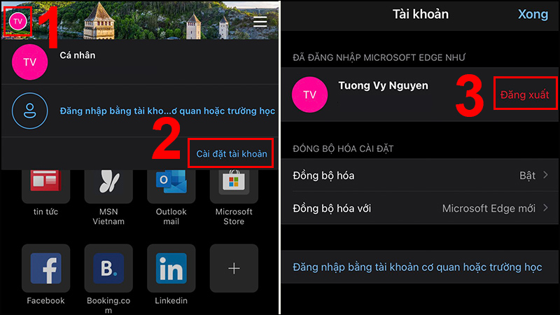  Nhấn Đăng xuất